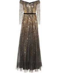 Marchesa notte Schulterfreies Abendkleid - Mettallic