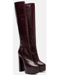 Saint Laurent - Nico Leather Platform Knee-High Boots - Lyst