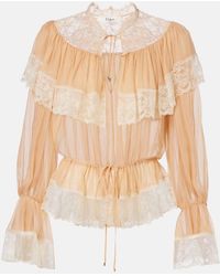 Chloé - Lace-Trimmed Silk Blouse - Lyst