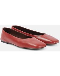 The Row - Square Leather Ballet Flats - Lyst
