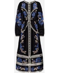 FARM Rio - Besticktes Midikleid Aus Baumwolle - Lyst
