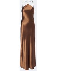 STAUD - Cedence Beaded Satin Slip Dress - Lyst
