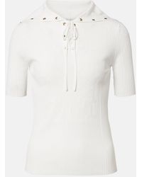Max Mara - Ribbed-Knit Lace-Up Top - Lyst