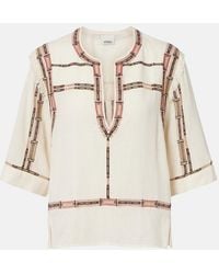 Isabel Marant - Fiosa Embroidered Fringed Silk Top - Lyst
