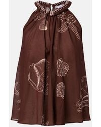 Poupette - Cleo Printed Halterneck Cotton Top - Lyst
