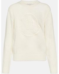 Moncler - Embroidered Logo Cashmere & Wool Jumper - Lyst