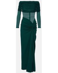 Christopher Esber - Sonora Ruched Silk Tulle-Trimmed Maxi Dress - Lyst