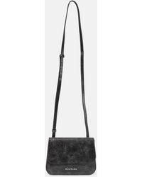 Acne Studios Platt Crackle Leather Crossbody Bag in Black | Lyst