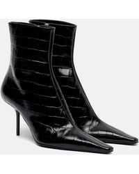 Victoria Beckham - 75 Croc-Effect Leather Ankle Boots - Lyst