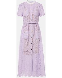 Self-Portrait - Belted Lace Midi Dress - Lyst