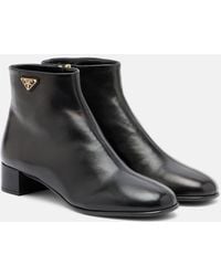 Prada - Leather Ankle Boots - Lyst