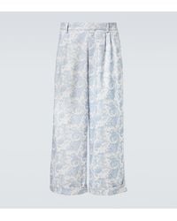 Commas - Printed Cotton-Blend Wide-Leg Pants - Lyst