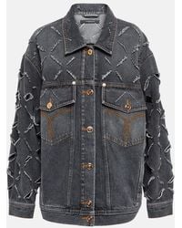 Versace - Distressed Denim Jacket - Lyst