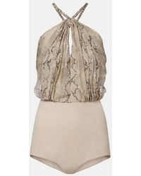 Elie Saab - Snake-Print Silk Chiffon Halterneck Maxi Dress - Lyst