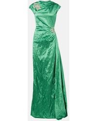 Erdem - Draped Embellished Satin Gown - Lyst