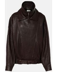 Saint Laurent - Oversize-Bomberjacke Aus Leder - Lyst