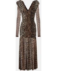 Ganni - Leopard-Print Cloque Maxi Dress - Lyst
