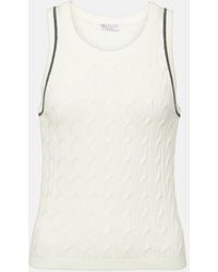 Brunello Cucinelli - Cable-Knit Cotton Top - Lyst