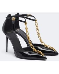 Balmain - Chain-Detail Patent Leather Pumps - Lyst