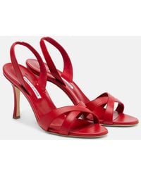 Manolo Blahnik - Callasli Leather Slingback Sandals - Lyst