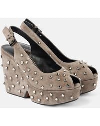 Robert Clergerie - Davina Embellished Suede Peep-Toe Pumps - Lyst