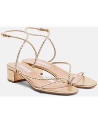 Aquazzura - Luca Braided Metallic Leather Sandals - Lyst
