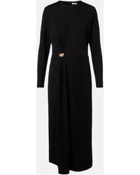 Vince - Draped Wool-Blend Midi Dress - Lyst