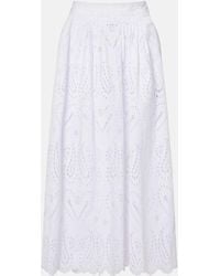 Etro - Broderie Anglaise Cotton-Blend Midi Skirt - Lyst
