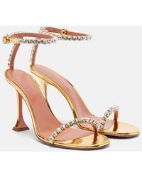 AMINA MUADDI - Sandalen Gigi 95 Aus Leder Mit Kristallen - Lyst