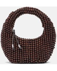 STAUD - Reef Small Beaded Leather-Trimmed Top-Handle Bag - Lyst