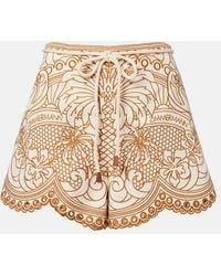 Zimmermann - Como Embroidered Cotton Shorts - Lyst