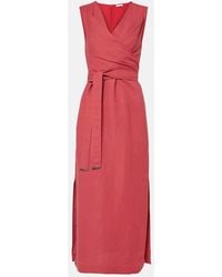 Brunello Cucinelli - Abito Midi Con Cintura - Lyst