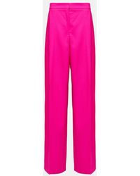 Oscar de la Renta - Pleated High-Rise Wool And Mohair Pants - Lyst