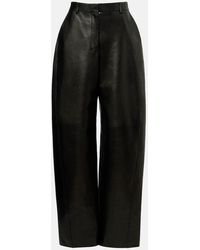 Givenchy - High-Rise Leather Barrel-Leg Pants - Lyst