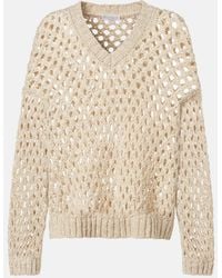 Brunello Cucinelli - Sequined Silk And Linen-Blend Sweater - Lyst