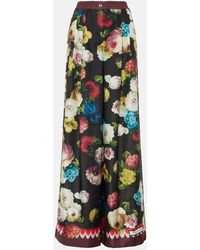 Dolce & Gabbana - Pantalones anchos de seda floral de tiro alto - Lyst