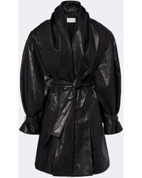 Magda Butrym - Belted Draped Leather Jacket - Lyst