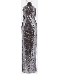 Magda Butrym - Floral-Applique Sequined Gown - Lyst