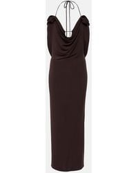Magda Butrym - Floral-Applique Draped Midi Dress - Lyst