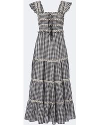 RIXO London - Chandra Checked Tiered Cotton Midi Dress - Lyst