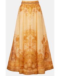 Zimmermann - Como Paisley Linen And Silk Maxi Skirt - Lyst