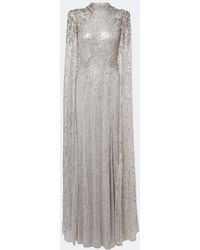 Jenny Packham - Dakota Embellished Caped Gown - Lyst