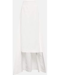 STAUD - Prunella Cape-detail Cotton-blend Midi Skirt - Lyst
