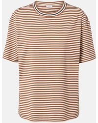 Brunello Cucinelli - Striped Oversized Cotton Jersey T-Shirt - Lyst