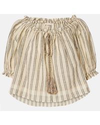 Ulla Johnson - Paros Striped Cropped Cotton Top - Lyst