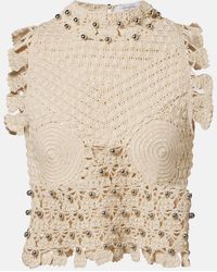 Rabanne - Embellished Crochet Cotton Top - Lyst
