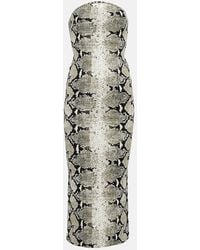 Khaite - Strapless Snake-printed Midi Dress - Lyst