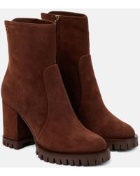 Gianvito Rossi - Harlem Suede Platform Ankle Boots - Lyst