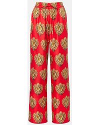 Dolce & Gabbana - Printed High-Rise Silk Palazzo Pants - Lyst
