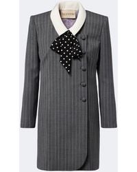 Valentino - Bow-Detail Pinstripe Virgin Wool Blazer Dress - Lyst